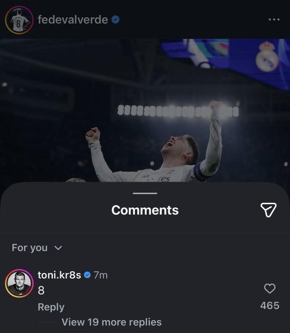 爱游戏官网-巴尔韦德晒照庆祝取胜，克罗斯评论区留言：8